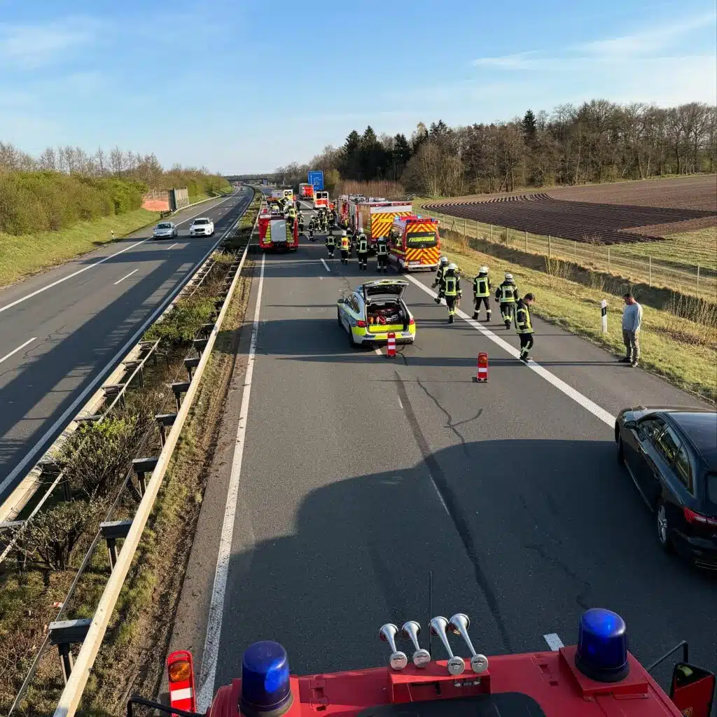 Überblick über Einsatzstelle auf der Autobahn